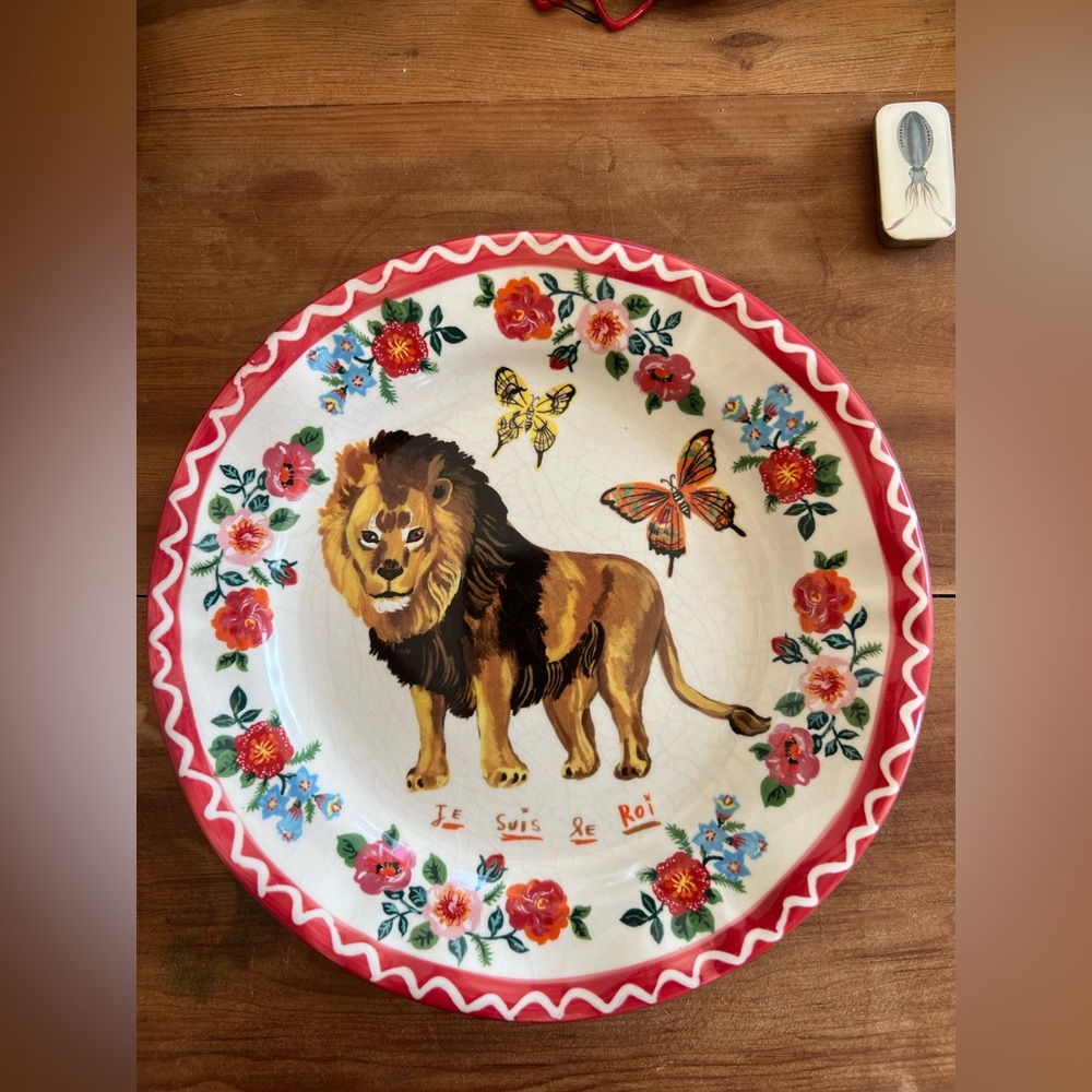 RARE Anthropologie Nathalie Lete Lion Dinner Plate antique charm